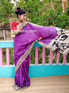 Chanderi Silk-Cotton Saree in Kalamkari Prints  – Purple