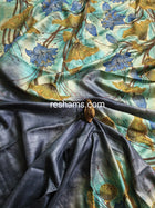 Hand Embroidered Hand Painted Kantha Stitch Mixed Saree – Woven in Pure Tussar Silk