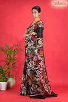 Murshidabad Mulberry Silk Black Hand Paint