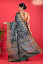 PURE PRINTED TUSSAR SILK GREEN