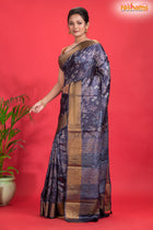 PURE PRINTED TUSSAR SILK BLUE