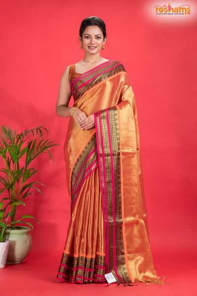 TISSUE LINEN  GOLD saree discount