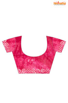 Linen batik cotton silk – pink Body with Golden Zari Border