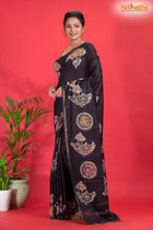 Linen cotton silk – Brown Body with Golden Zari Border