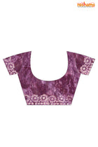 Linen batik cotton silk – purple Body with Golden Zari Border