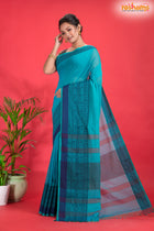 Pondicherry Cotton, Handloom Saree with Traditional Design in Sky Blue