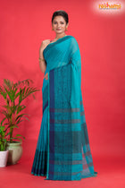 Pondicherry Cotton, Handloom Saree with Traditional Design in Sky Blue
