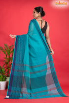 Pondicherry Cotton, Handloom Saree with Traditional Design in Sky Blue