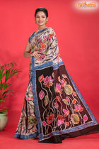 Murshidabad Mulberry Silk White Hand Paint