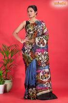 Murshidabad Mulberry Silk Blue Hand Paint