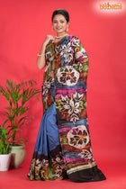 Murshidabad Mulberry Silk Blue Hand Paint