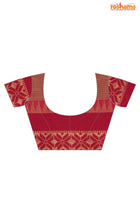Pondicherry Cotton, Handloom Saree with Traditional Design in Brown Red