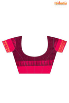 Pondicherry Cotton, Handloom Saree with Traditional Design in Blue Pink