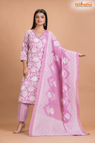 PINK WHITE COTTON KURTI