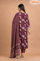 PURPLE FLORAL COTTON KURTI Three Piece