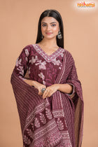 PURPLE FLORAL COTTON KURTI Three Piece