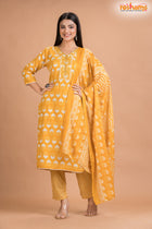 GOLDEN YELLOW COTTON KURTI Three Piece