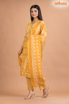 GOLDEN YELLOW COTTON KURTI Three Piece