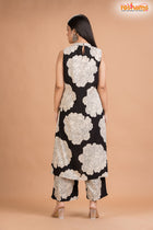 BLACK BIG FLORAL COORD SET Two Piece