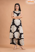 BLACK BIG FLORAL COORD SET Two Piece