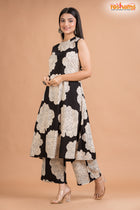 BLACK BIG FLORAL COORD SET Two Piece