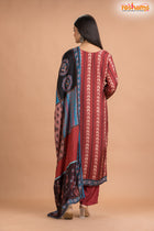 RED BLACK SHIMMER SILK KURTI Three Piece