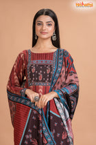 RED BLACK SHIMMER SILK KURTI Three Piece