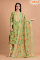 LIGHT GREEN COTTON KURTI Three Piece
