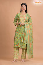 LIGHT GREEN COTTON KURTI Three Piece