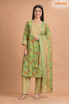 LIGHT GREEN COTTON KURTI Three Piece