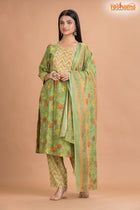 LIGHT GREEN COTTON KURTI Three Piece