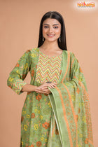 LIGHT GREEN COTTON KURTI Three Piece