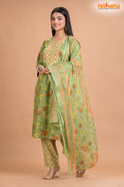 LIGHT GREEN COTTON KURTI Three Piece