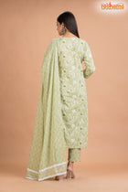 PISTA GREEN COTTON KURTI Three Piece