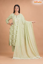 PISTA GREEN COTTON KURTI Three Piece