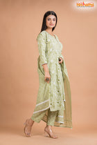 PISTA GREEN COTTON KURTI Three Piece