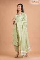 PISTA GREEN COTTON KURTI Three Piece