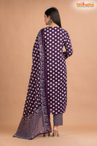 DEEP PURPLE  COTTON KURTI Three Piece