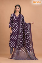 DEEP PURPLE  COTTON KURTI Three Piece