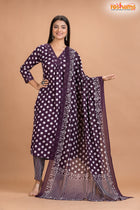 DEEP PURPLE  COTTON KURTI Three Piece