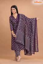 DEEP PURPLE  COTTON KURTI Three Piece