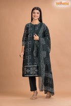 DEEP GREEN COTTON KURTI Three Piece