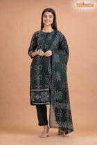 DEEP GREEN COTTON KURTI Three Piece