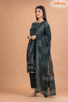 DEEP GREEN COTTON KURTI Three Piece