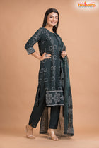 DEEP GREEN COTTON KURTI Three Piece