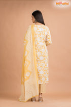 LIGHT YELLOW COTTON KURTI Three Piece