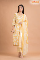 LIGHT YELLOW COTTON KURTI Three Piece