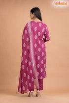 PURPLE PINK COTTON KURTI Three Piece