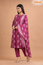 PURPLE PINK COTTON KURTI Three Piece