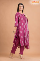 PURPLE PINK COTTON KURTI Three Piece